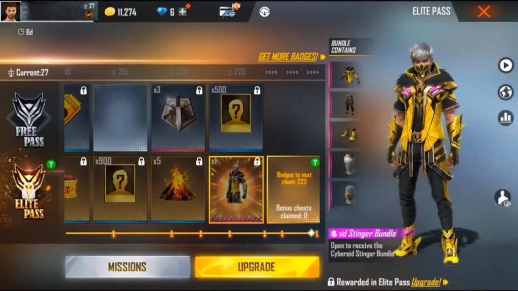upcoming elite pass in free fire rewards