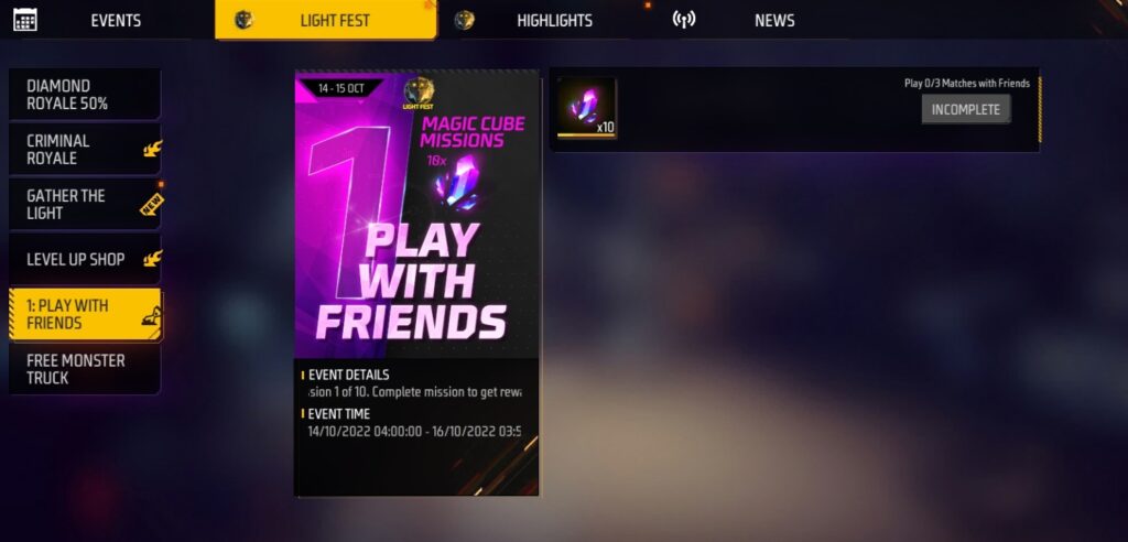 Free Magic Cube Fragment Mission From Light Fest Event